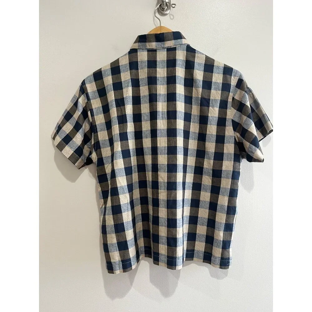 VTG 90s Maggie & Max Button Up Shirt Womens S  Navy Buffalo Plaid Embroidered - Picture 3 of 7